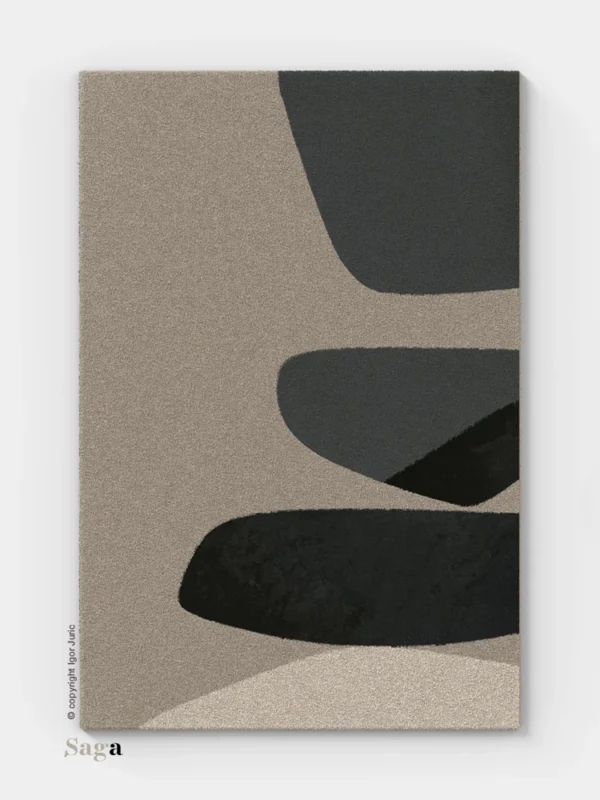 Tepisi Zagreb model Bundek: 100% ovčja vuna i 100% dizajn. Ručno taftani vuneni tepih debljine 20 mm, inspiriran zagrebačkim jezerom. Prirodna svježina.