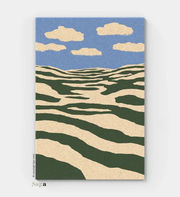 Tepisi Zagreb model Kopni: 100% ovčja vuna i 100% dizajn. Ručno taftani vuneni tepih debljine 20 mm, proljetnih tonova koji donose svježinu u dom.