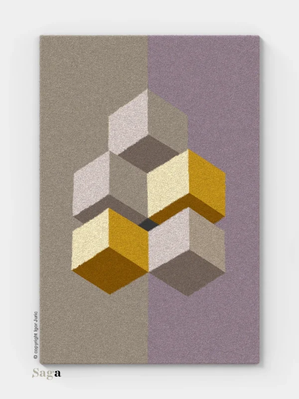 Tepisi Zagreb model Kvart: 100% ovčja vuna i 100% dizajn. Ručno taftani vuneni tepih debljine 20 mm, kreiran za urbane stanove i moderne interijere.