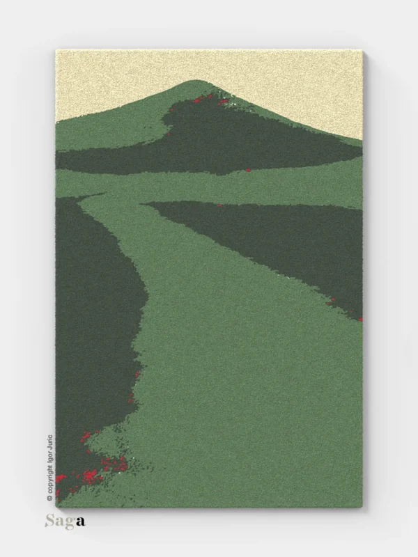 Tepisi Zagreb model Zeleno Brdo: 100% ovčja vuna i 100% dizajn. Ručno taftani vuneni tepih debljine 20 mm, zelenih tonova koji oživljavaju prostor.