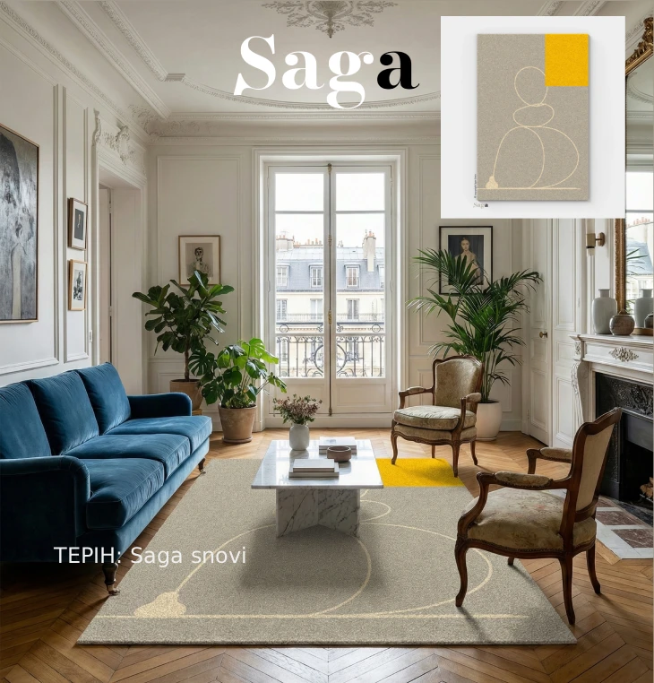 Tepisi Zagreb model Paris inspiriran gradom svjetlosti: 100% ovčja vuna i 100% dizajn. Ručno taftani vuneni tepih debljine 20 mm, elegancija i šarm u domu.